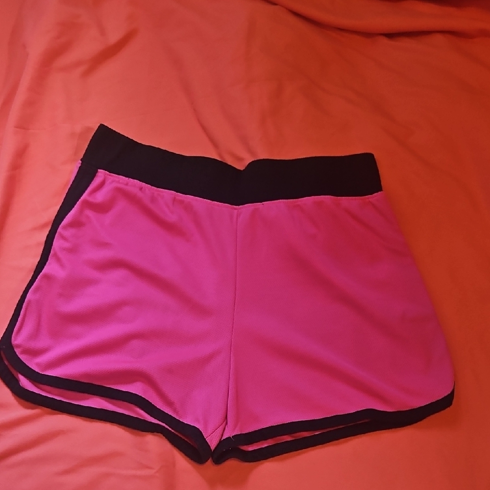 Vibrant Pink and Black Athletic Shorts with Lightweight Design